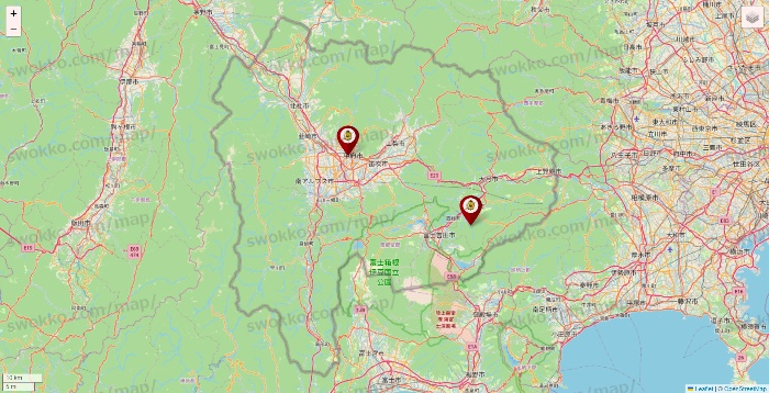 山梨県のタックルベリーの店舗地図