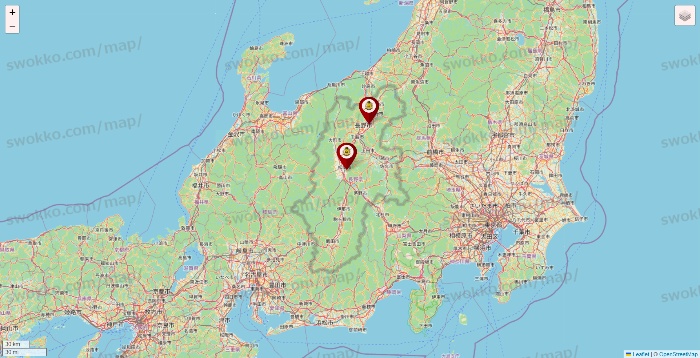 長野県のタックルベリーの店舗地図