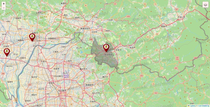 岐阜県のタックルベリーの店舗地図