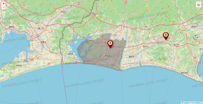 静岡県のタックルベリーの店舗地図