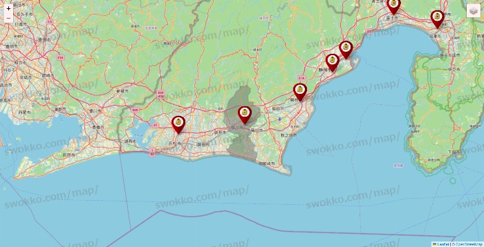 静岡県のタックルベリーの店舗地図
