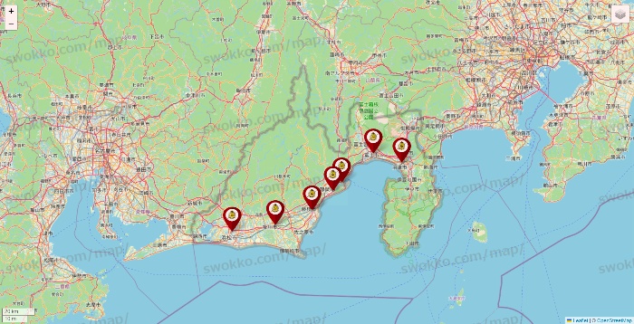 静岡県のタックルベリーの店舗地図
