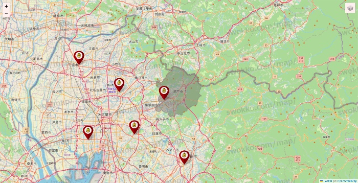 愛知県のタックルベリーの店舗地図
