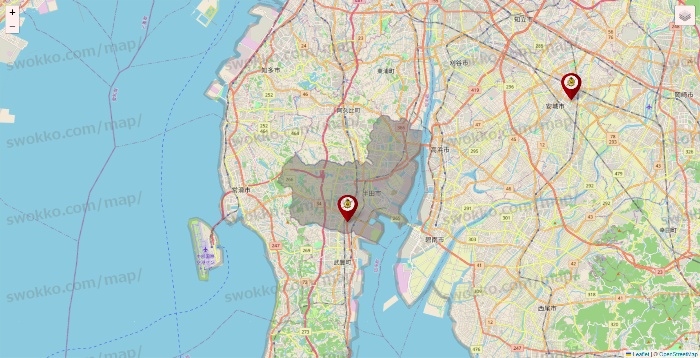 愛知県のタックルベリーの店舗地図
