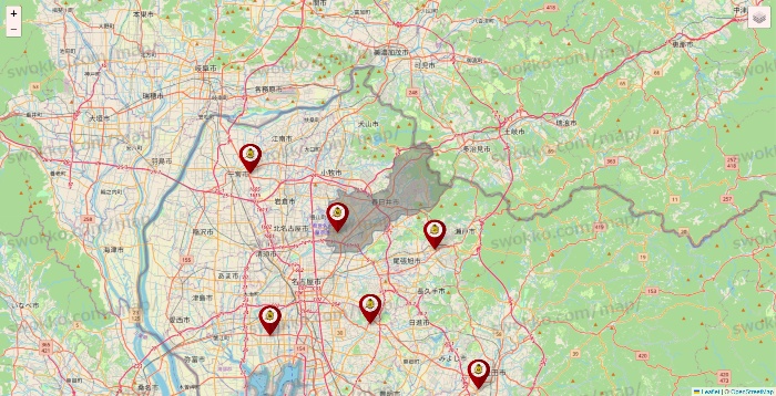 愛知県のタックルベリーの店舗地図