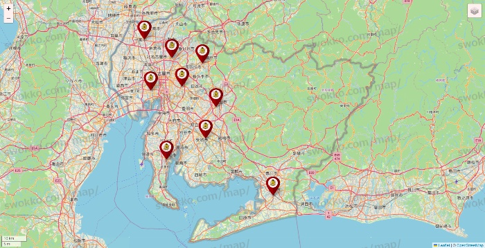 愛知県のタックルベリーの店舗地図