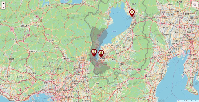 滋賀県のタックルベリーの店舗地図
