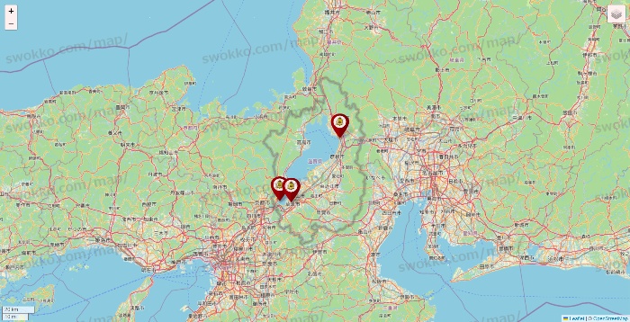 滋賀県のタックルベリーの店舗地図