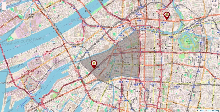 大阪府のタックルベリーの店舗地図