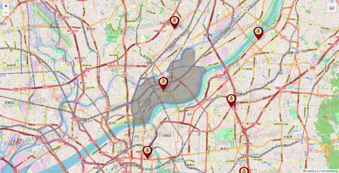 大阪府のタックルベリーの店舗地図