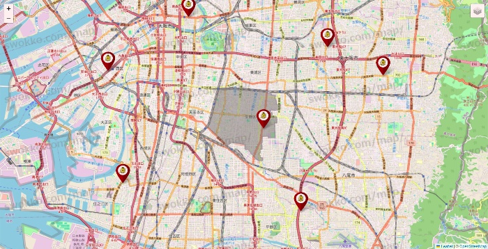 大阪府のタックルベリーの店舗地図