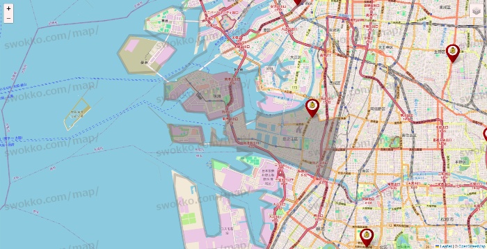大阪府のタックルベリーの店舗地図