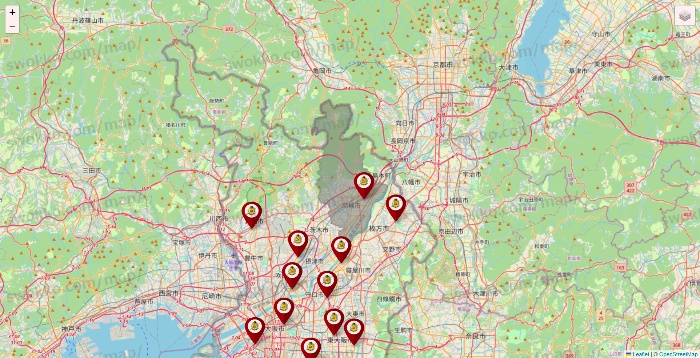 大阪府のタックルベリーの店舗地図