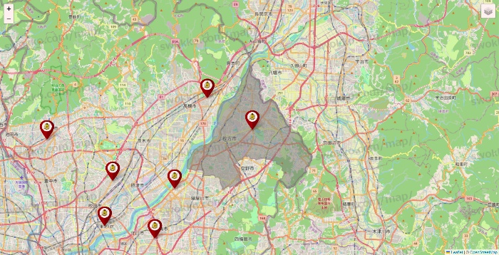 大阪府のタックルベリーの店舗地図