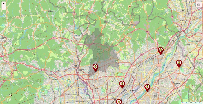 大阪府のタックルベリーの店舗地図