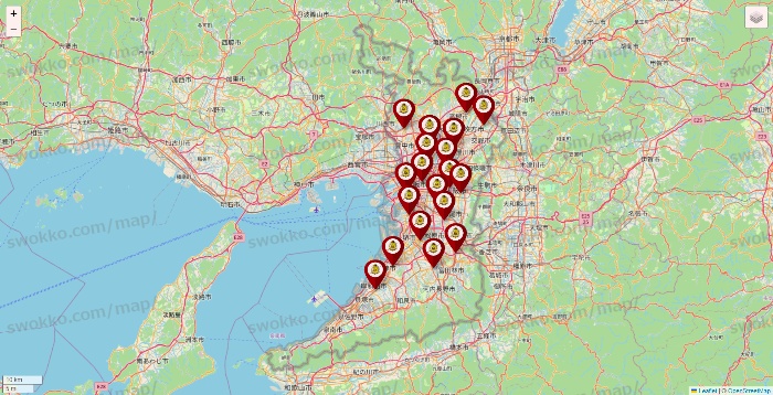 大阪府のタックルベリーの店舗地図