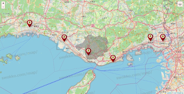 兵庫県のタックルベリーの店舗地図