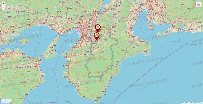 奈良県のタックルベリーの店舗地図