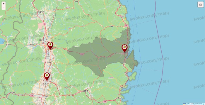 岩手県のタックルベリーの店舗地図