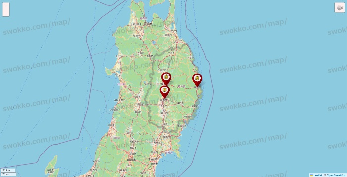 岩手県のタックルベリーの店舗地図