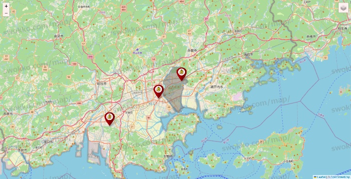 岡山県のタックルベリーの店舗地図