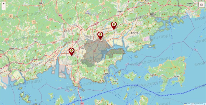 岡山県のタックルベリーの店舗地図