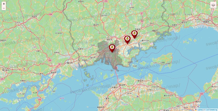 岡山県のタックルベリーの店舗地図