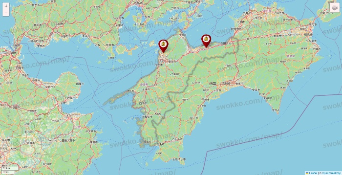愛媛県のタックルベリーの店舗地図