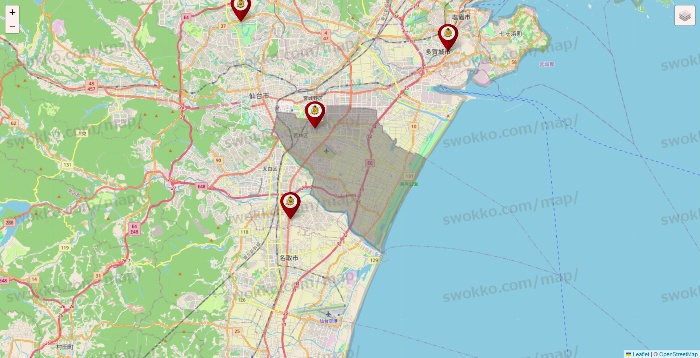 宮城県のタックルベリーの店舗地図