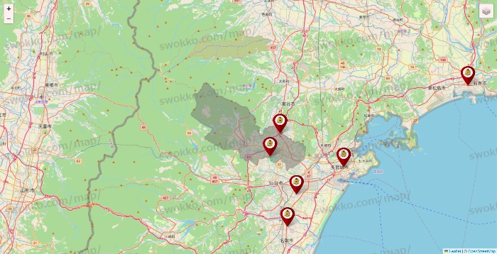 宮城県のタックルベリーの店舗地図