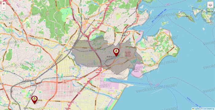 宮城県のタックルベリーの店舗地図