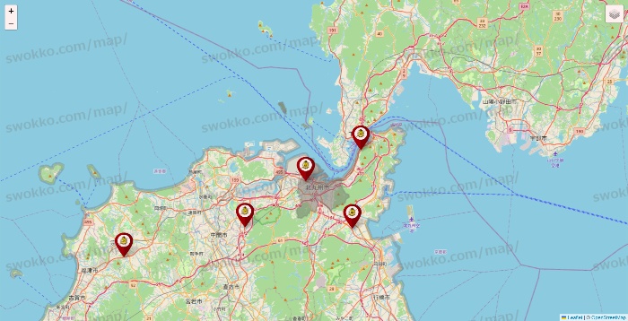 福岡県のタックルベリーの店舗地図
