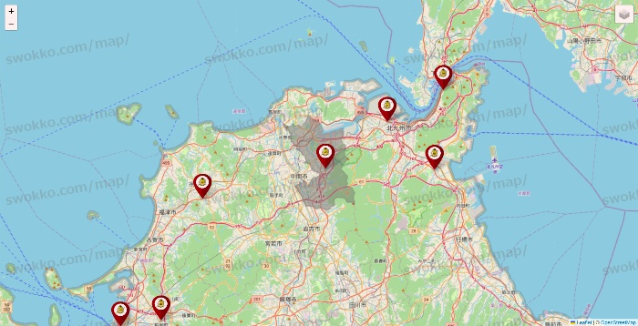福岡県のタックルベリーの店舗地図