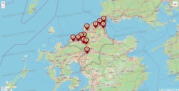 福岡県のタックルベリーの店舗地図