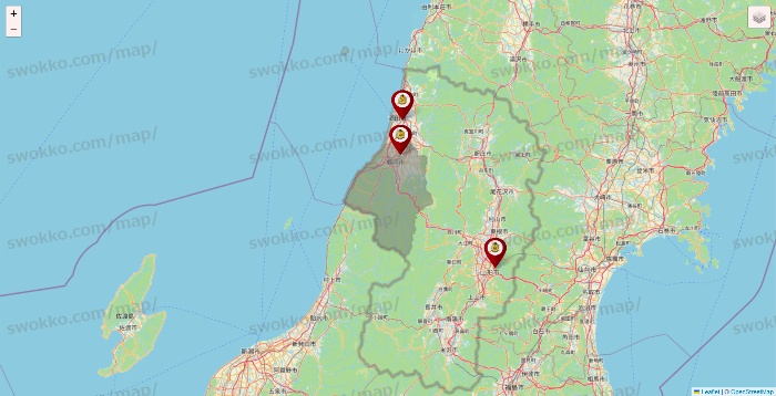 山形県のタックルベリーの店舗地図