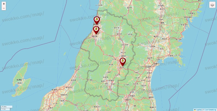 山形県のタックルベリーの店舗地図