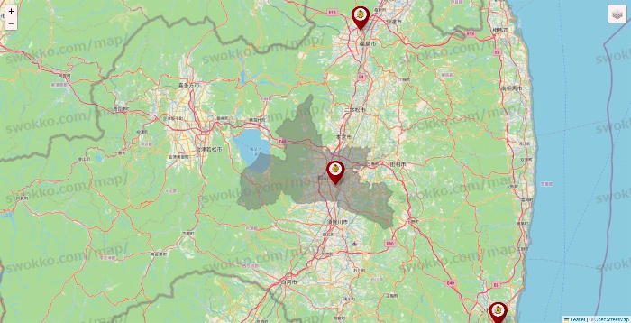 福島県のタックルベリーの店舗地図
