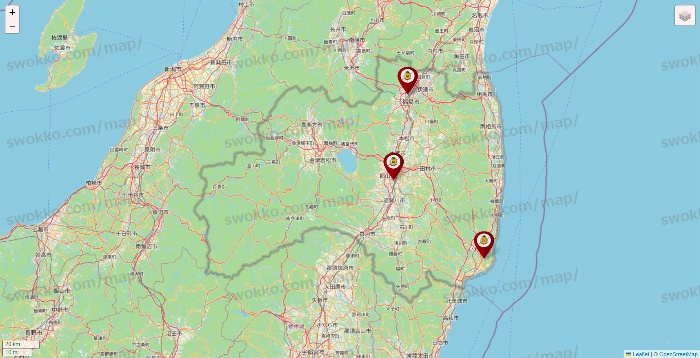 福島県のタックルベリーの店舗地図
