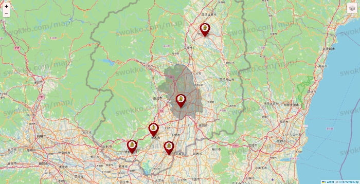 栃木県のタックルベリーの店舗地図