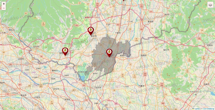 栃木県のタックルベリーの店舗地図