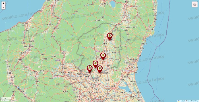 栃木県のタックルベリーの店舗地図