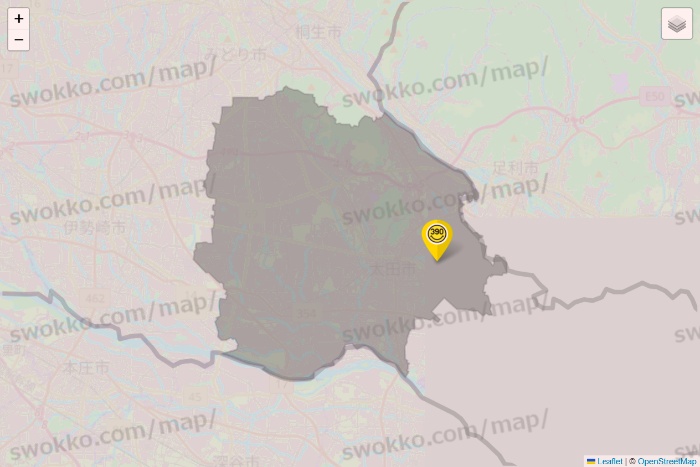 群馬県のサンキューマートの店舗地図