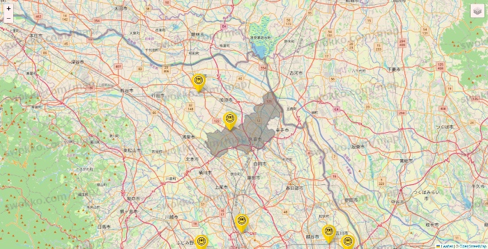 埼玉県のサンキューマートの店舗地図