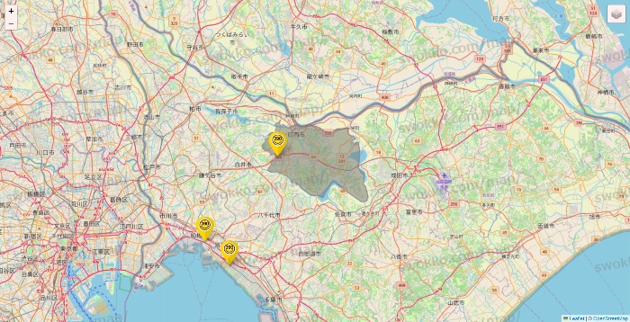 千葉県のサンキューマートの店舗地図