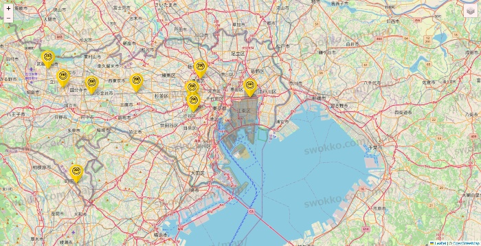 東京都のサンキューマートの店舗地図