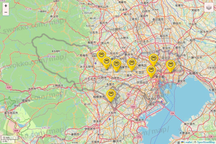 東京都のサンキューマートの店舗地図