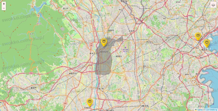 神奈川県のサンキューマートの店舗地図