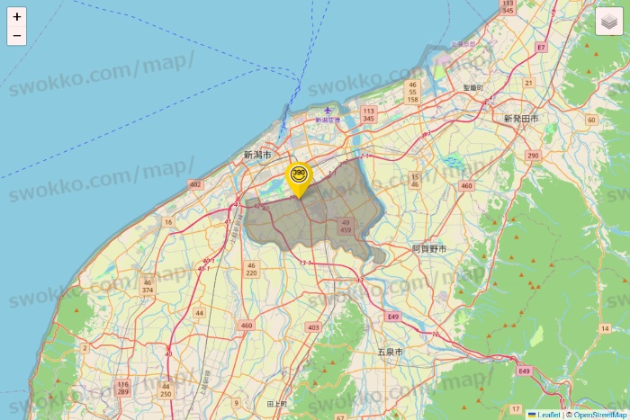 新潟県のサンキューマートの店舗地図