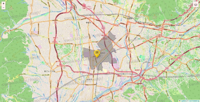 山梨県のサンキューマートの店舗地図
