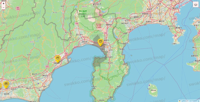 静岡県のサンキューマートの店舗地図